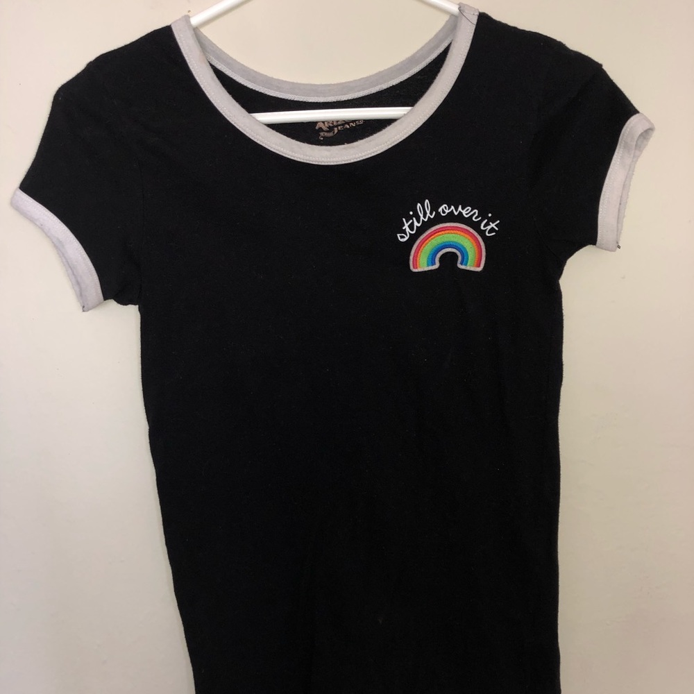 Contrast black and white ringer T-shirt